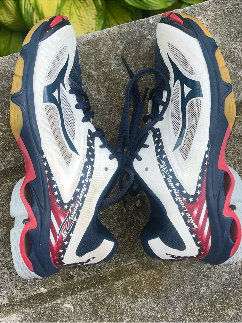 Mizuno Wave Lightning Z3 Sz 8 Womens Volleyball Shoes 430228 Red White Blue Flag
